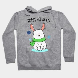 Hoppy Holidays Cute Christmas Rabbit Pun Hoodie